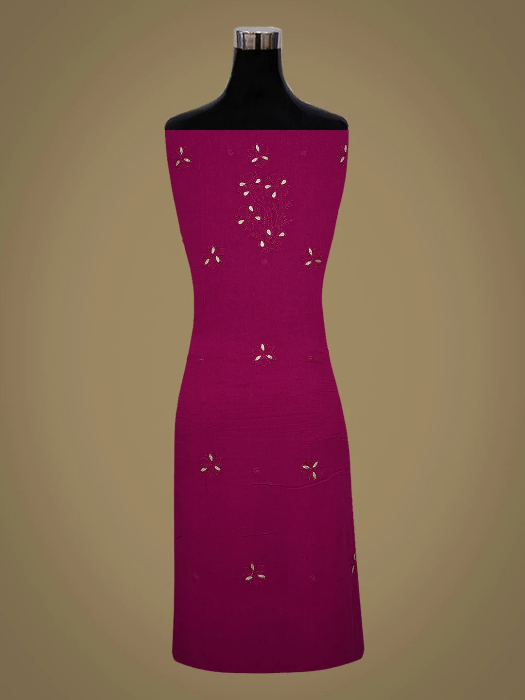 Ada Hand Embroidered Magenta Viscose Georgette Lucknowi Chikankari Unstitched Kurta Dupatta Set With Gota Patti Work 01A684939