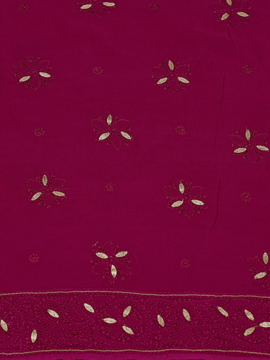 Ada Hand Embroidered Magenta Viscose Georgette Lucknowi Chikankari Unstitched Kurta Dupatta Set With Gota Patti Work 01A684939