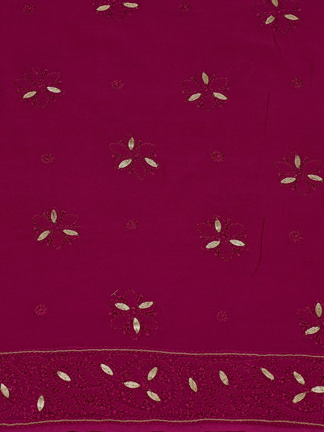 Ada Hand Embroidered Magenta Viscose Georgette Lucknowi Chikankari Unstitched Kurta Dupatta Set With Gota Patti Work 01A684939