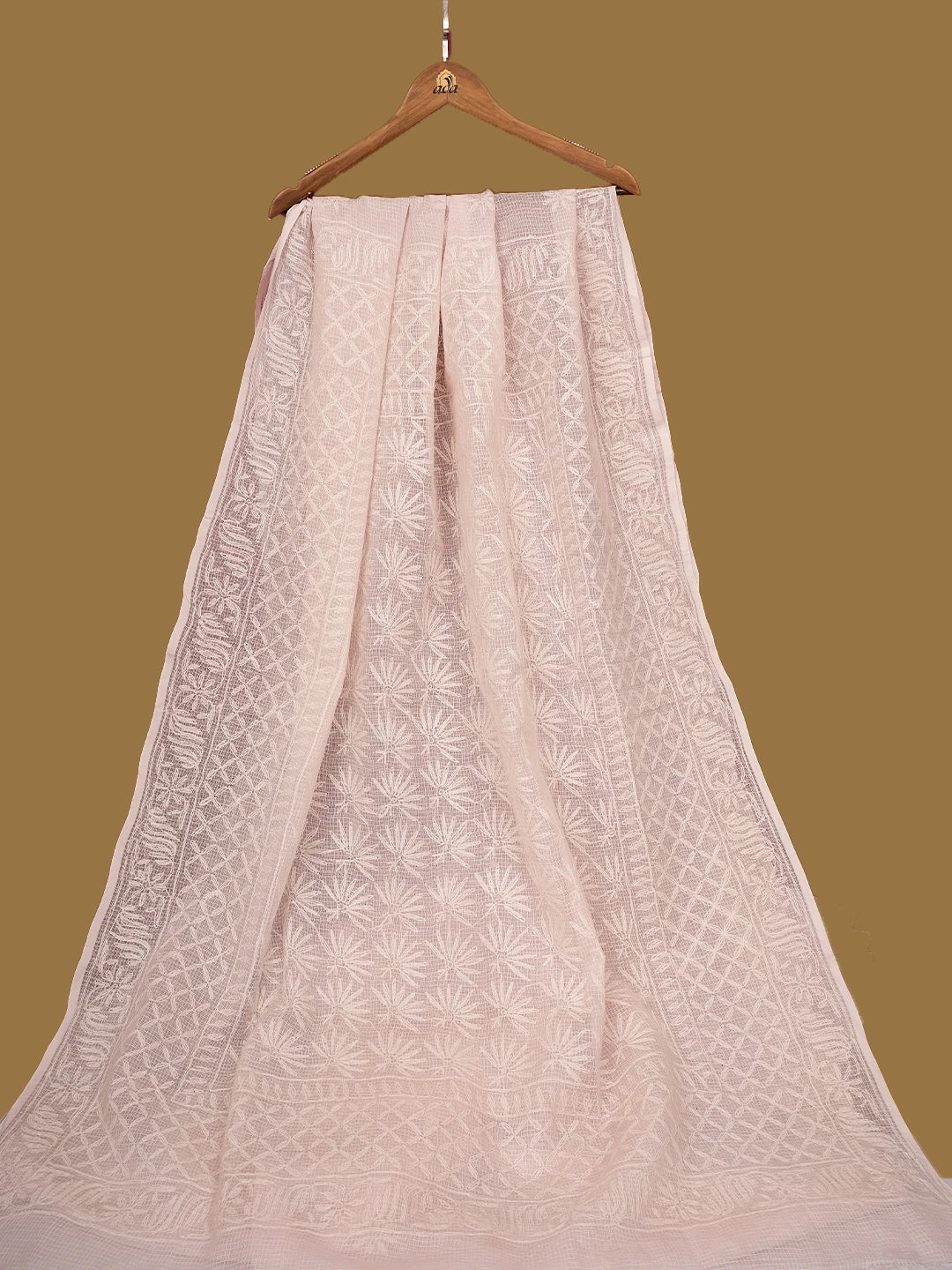 Ada Hand Embroidered Pink Kota Lucknowi Chikankari Saree With Blouse 01A590633