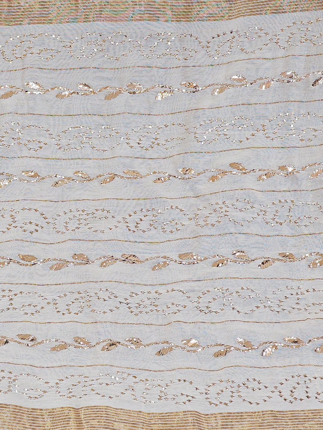 Ada Hand Embroidered White Chanderi Lucknowi Chikankari Saree and Blouse With Mukaish Work 01A697281