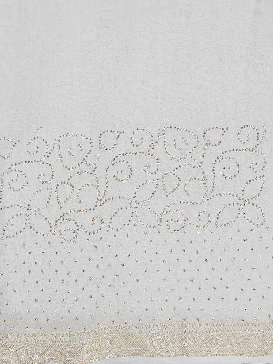 Ada Hand Embroidered White Chanderi Lucknowi Chikankari Saree and Blouse With Mukaish Work 01A697281