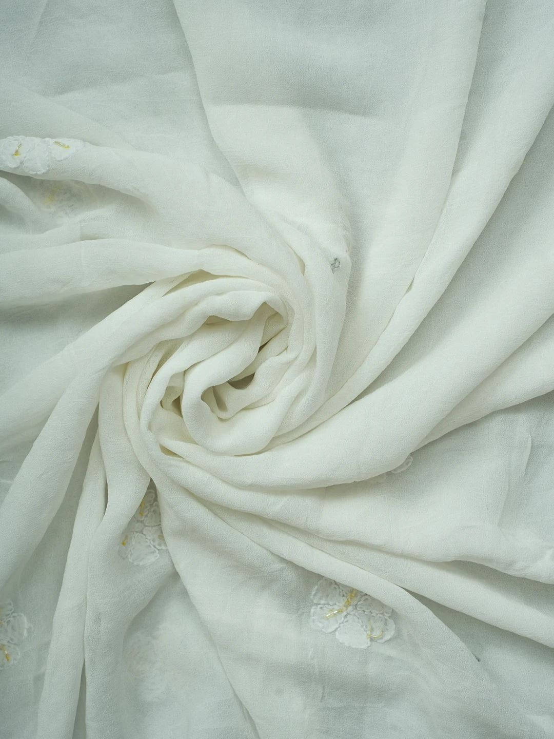 Ada Hand Embroidered White Viscose Georgette Lucknowi Chikankari Unstitched Kurta Dupatta Set With Cutdana Work 01A720028