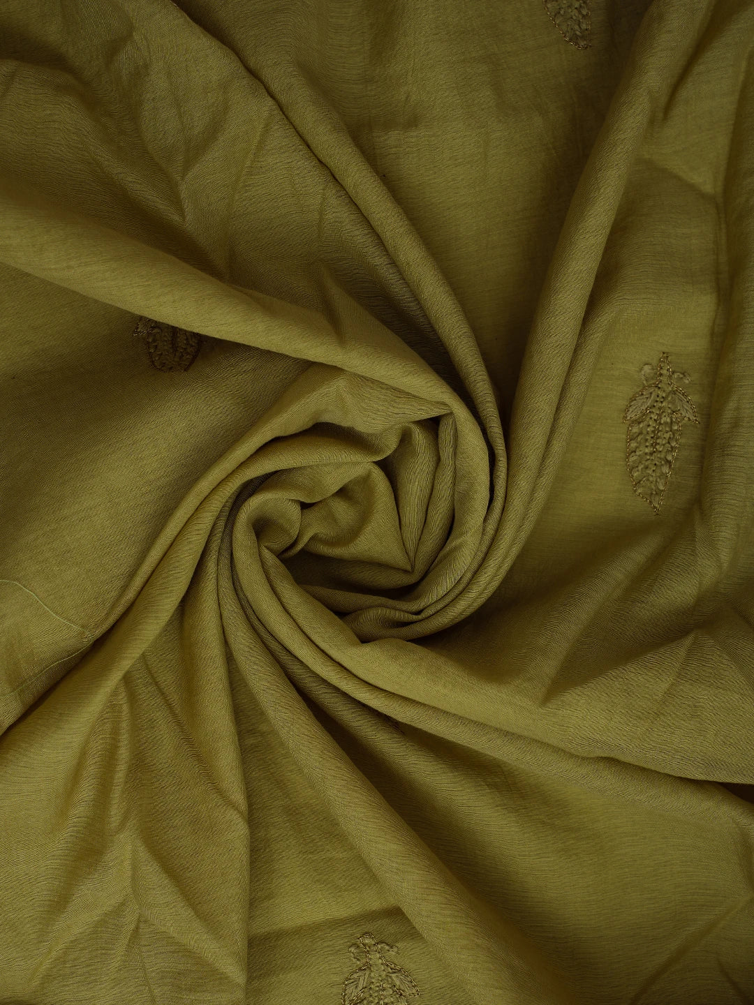 Ada Hand Embroidered Fawn Chanderi Lucknowi Chikankari Unstitched Kurta Dupatta Set With Zari Work 01A707651