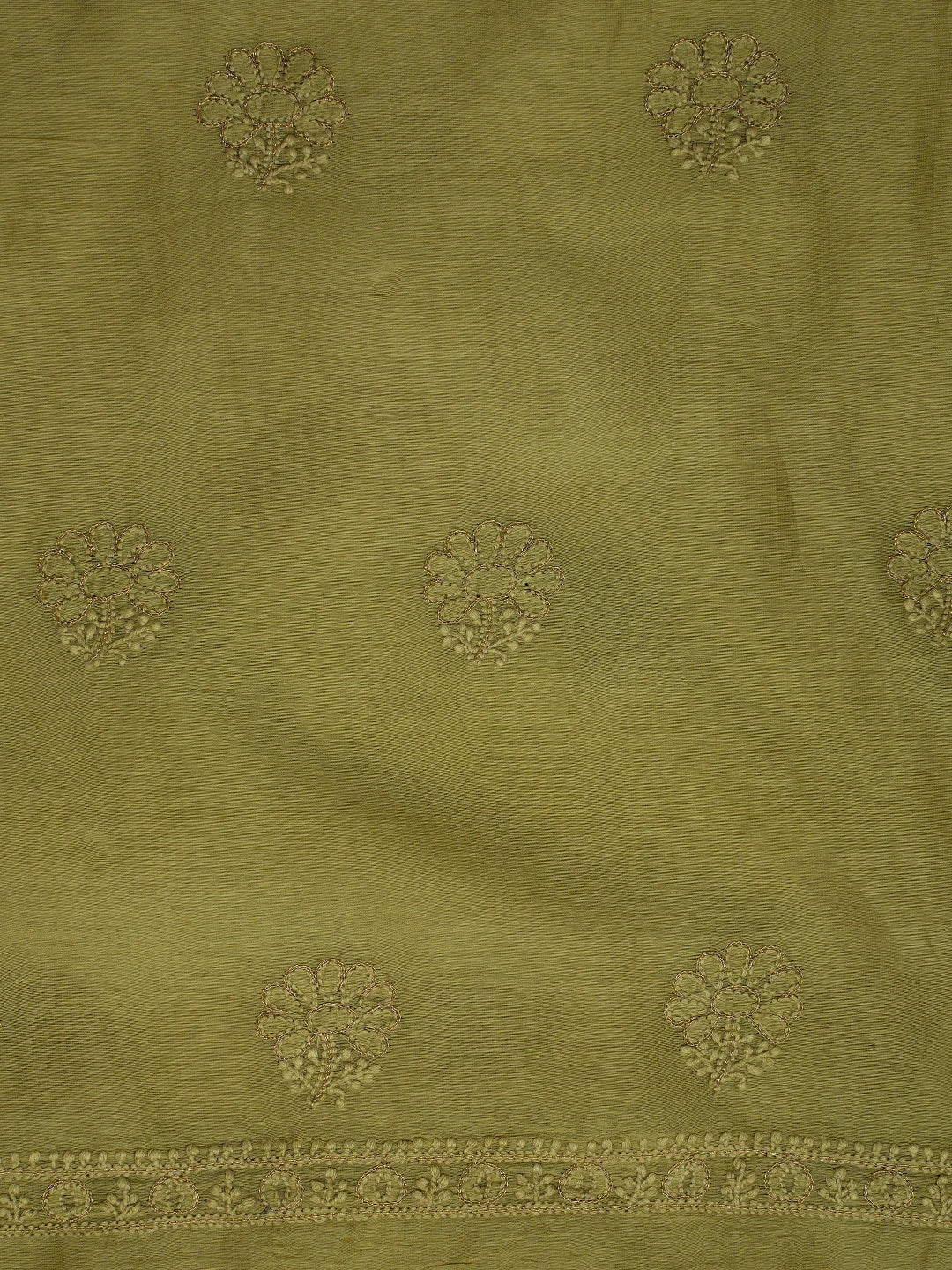 Ada Hand Embroidered Fawn Chanderi Lucknowi Chikankari Unstitched Kurta Dupatta Set With Zari Work 01A707651