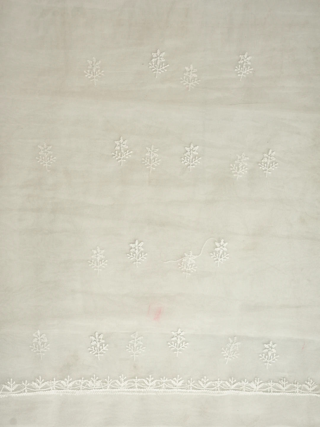 Ada Hand Embroidered White Organza Lucknowi Chikankari Unstitched Kurta Dupatta Set 01A720480