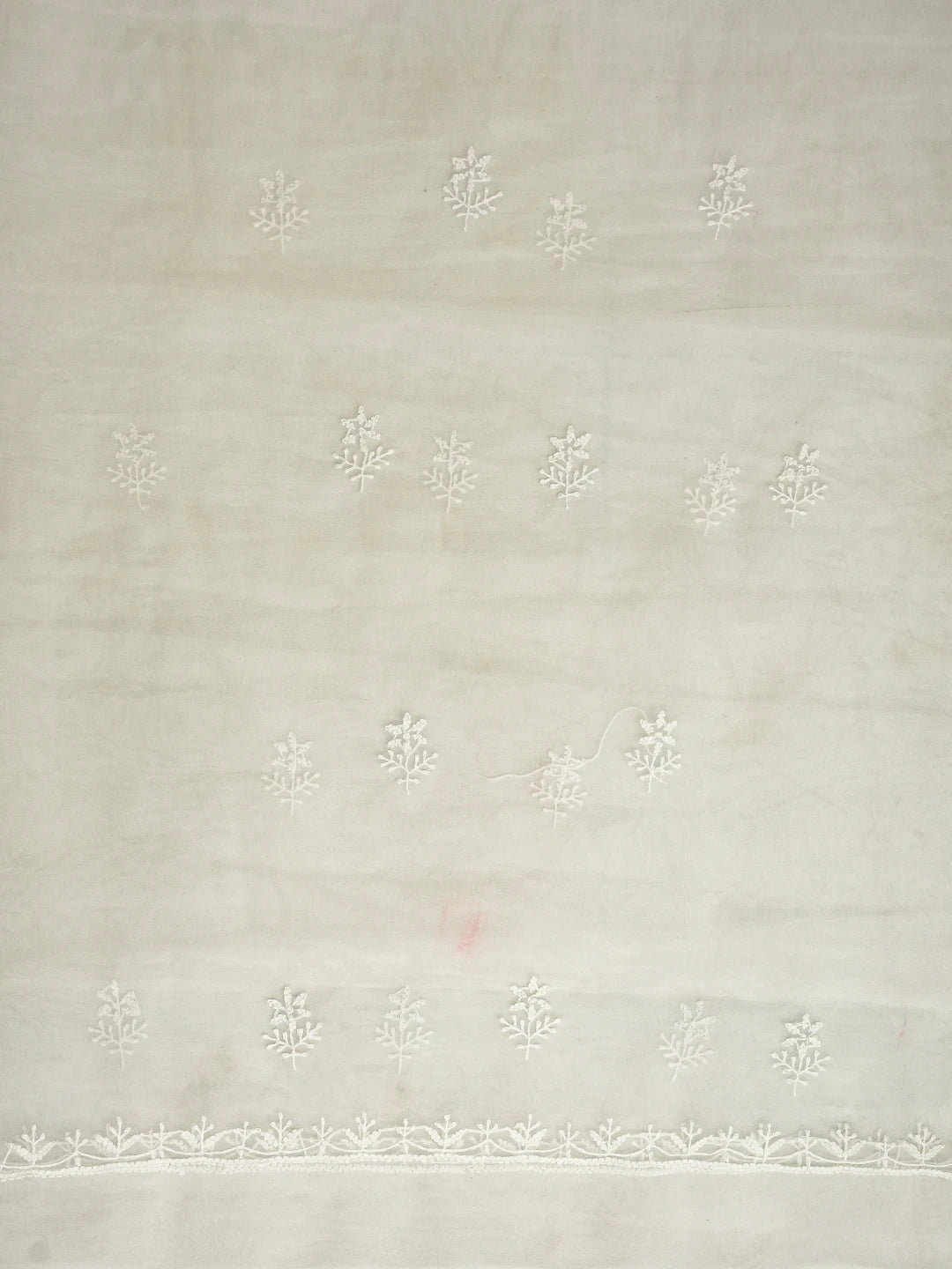 Ada Hand Embroidered White Organza Lucknowi Chikankari Unstitched Kurta Dupatta Set 01A720480