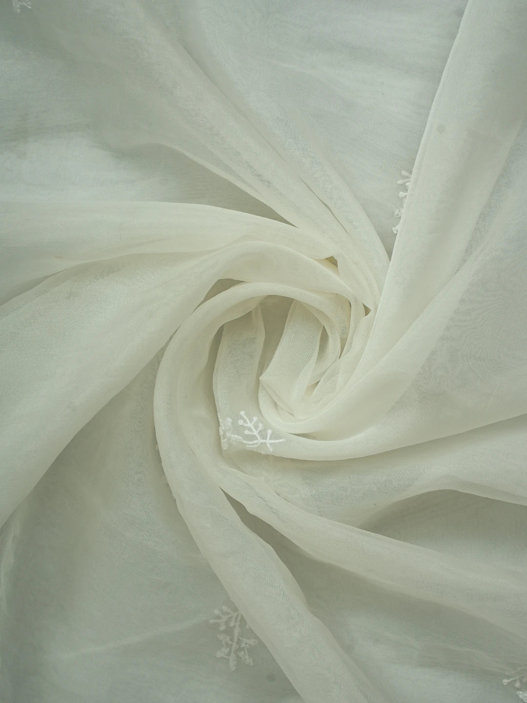 Ada Hand Embroidered White Organza Lucknowi Chikankari Unstitched Kurta Dupatta Set 01A720480