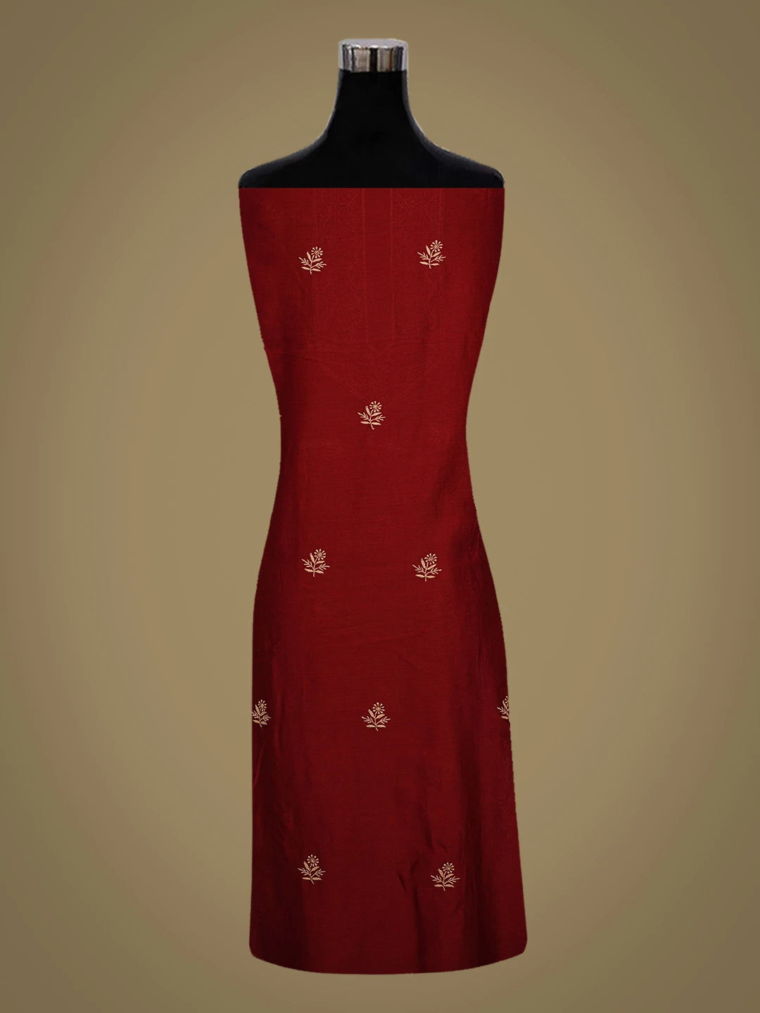 Ada Hand Embroidered Maroon Chanderi Lucknowi Chikankari Kurta Dupatta Set 01A662009