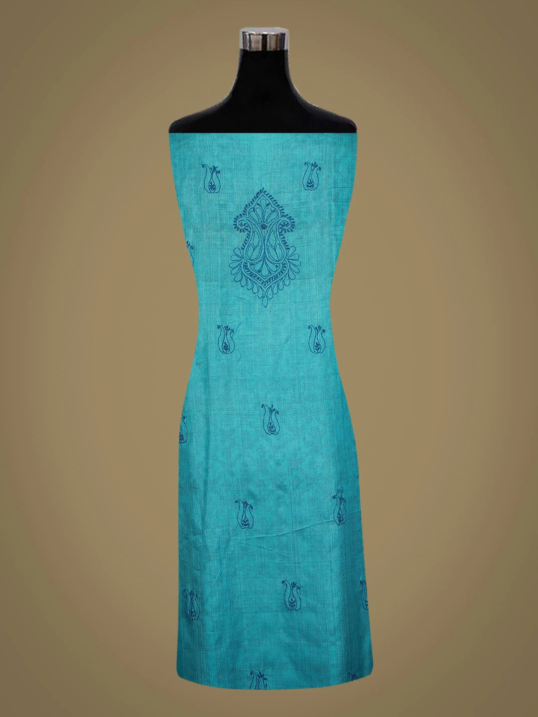 Ada Hand Embroidered Blue Tussar Silk Lucknowi Chikankari Unstitched Suit Piece 01A548479