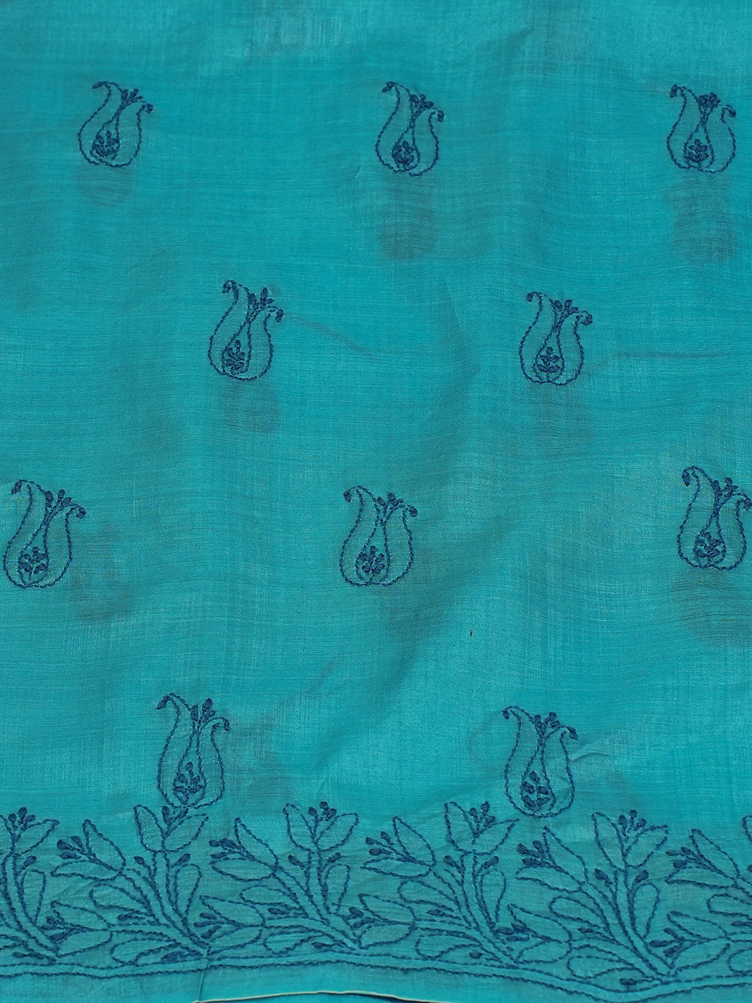 Ada Hand Embroidered Blue Tussar Silk Lucknowi Chikankari Unstitched Suit Piece 01A548479