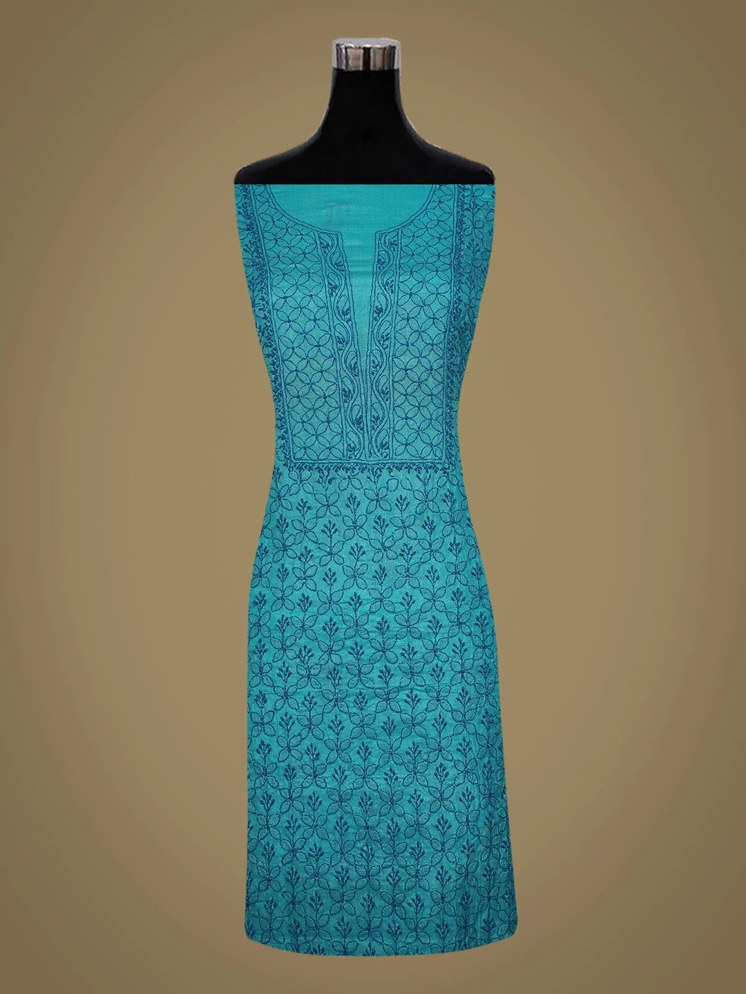 Ada Hand Embroidered Blue Tussar Silk Lucknowi Chikankari Unstitched Suit Piece 01A548479