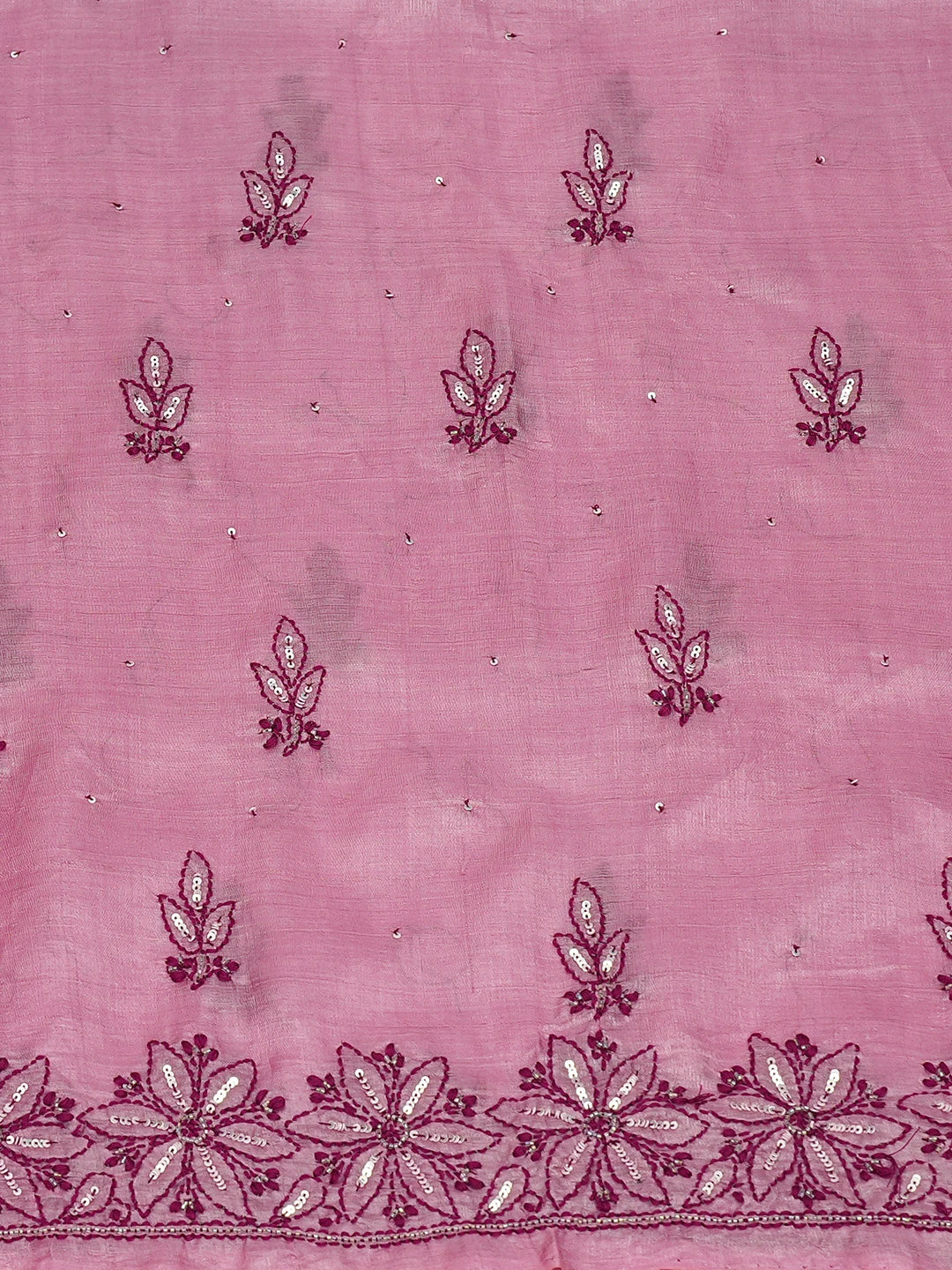 Ada Hand Embroidered Onion Pink Silk Lucknowi Chikankari Unstitched Suit Piece With Cutdana Work 01A626880