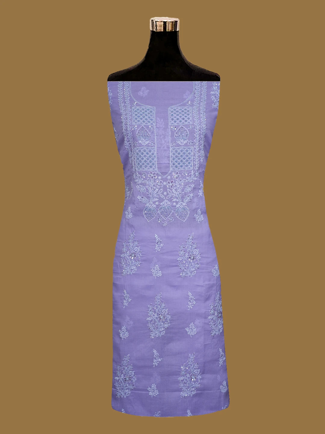 Ada Hand Embroidered Mauve Cotton Lucknowi Chikankari Unstitched Suit Piece With Cutdana Work 01A678390