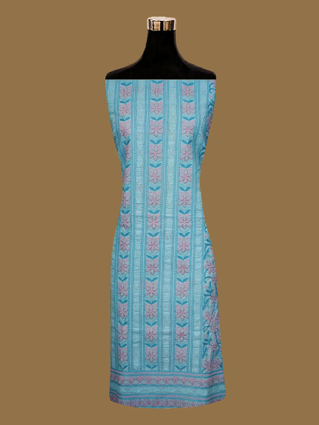 Ada Hand Embroidered Blue Cotton Lucknowi Chikankari Unstitched Suit Piece 01A678242