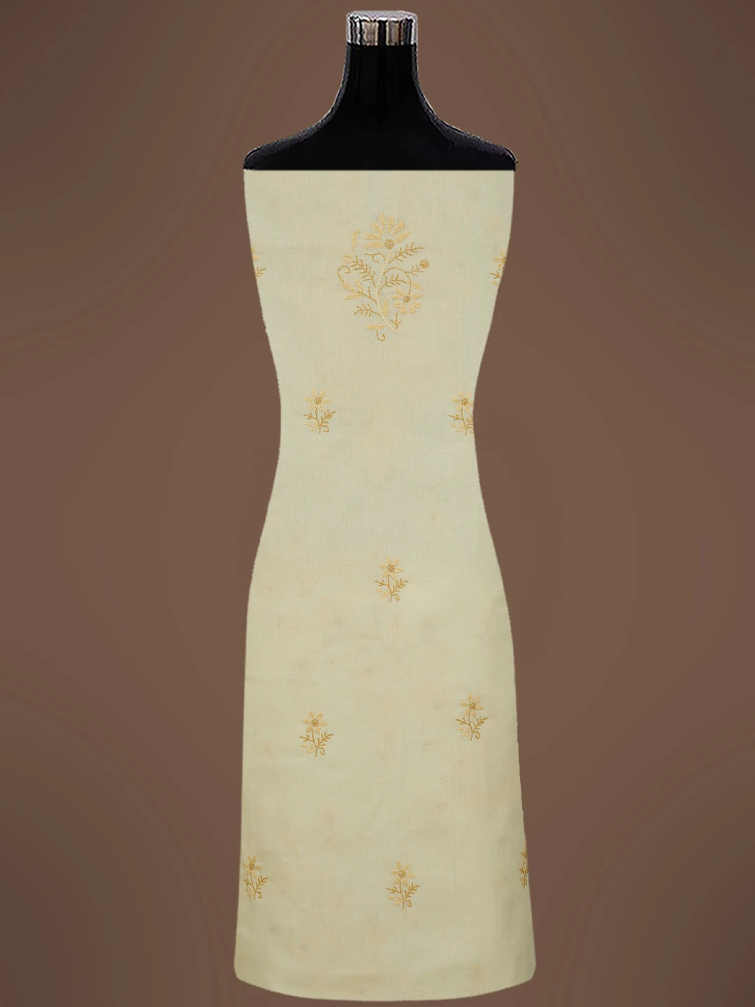 Ada Hand Embroidered Fawn Cotton Lucknowi Chikankari Unstitched Suit Piece 01A633642