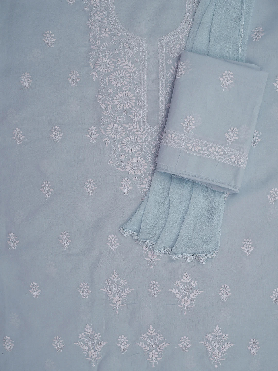Ada Hand Embroidered Mauve Cotton Lucknowi Chikankari Unstitched Suit Piece 01A633662
