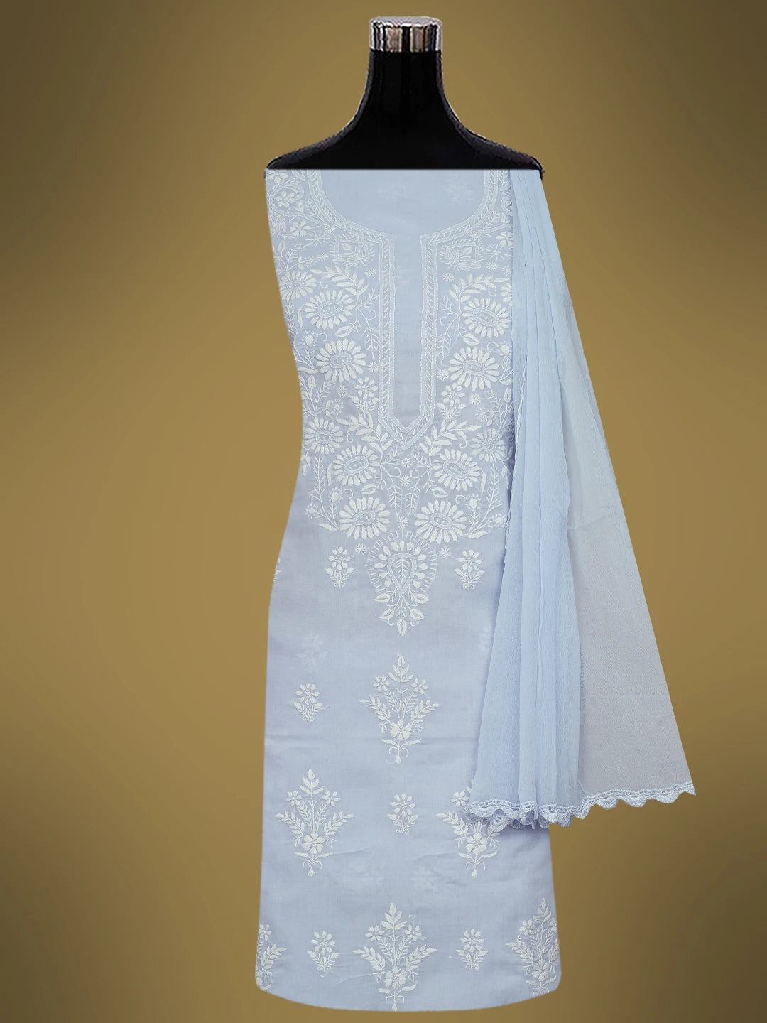 Ada Hand Embroidered Mauve Cotton Lucknowi Chikankari Unstitched Suit Piece 01A633662