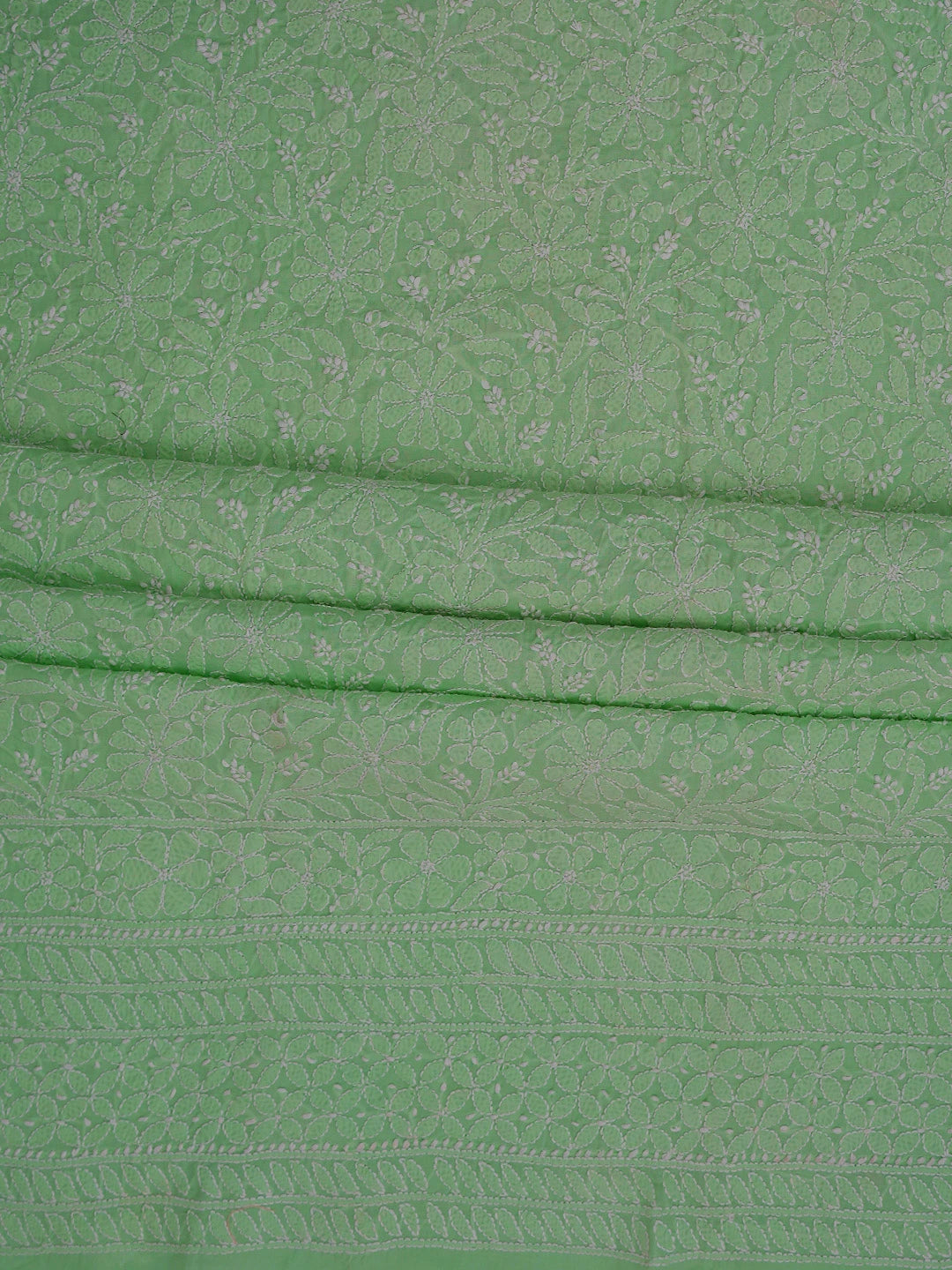 Ada Hand Embroidered Light Green Cotton Lucknowi Chikankari Unstitched Suit Piece 01A659597