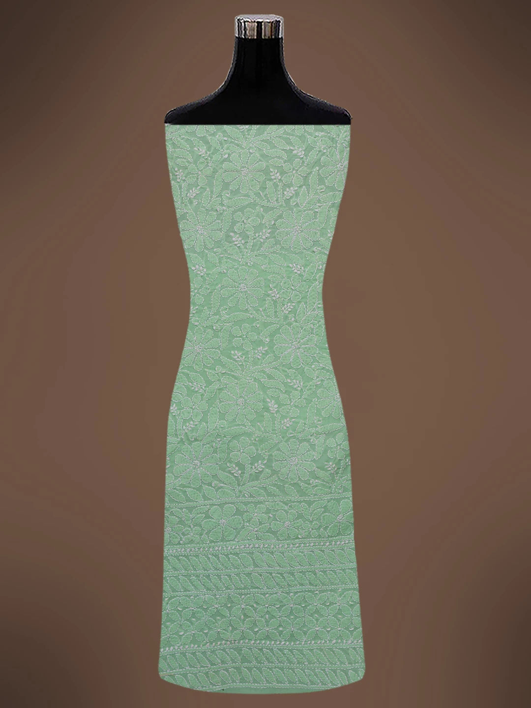 Ada Hand Embroidered Light Green Cotton Lucknowi Chikankari Unstitched Suit Piece 01A659597