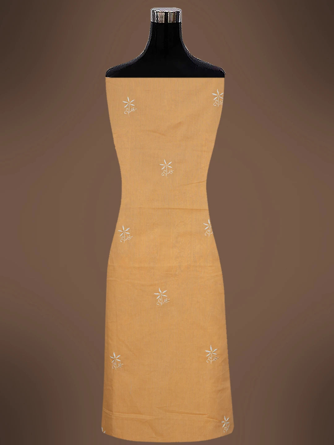 Ada Hand Embroidered Peach Cotton Lucknowi Chikankari Unstitched Suit Piece With Zari Work 01A642090