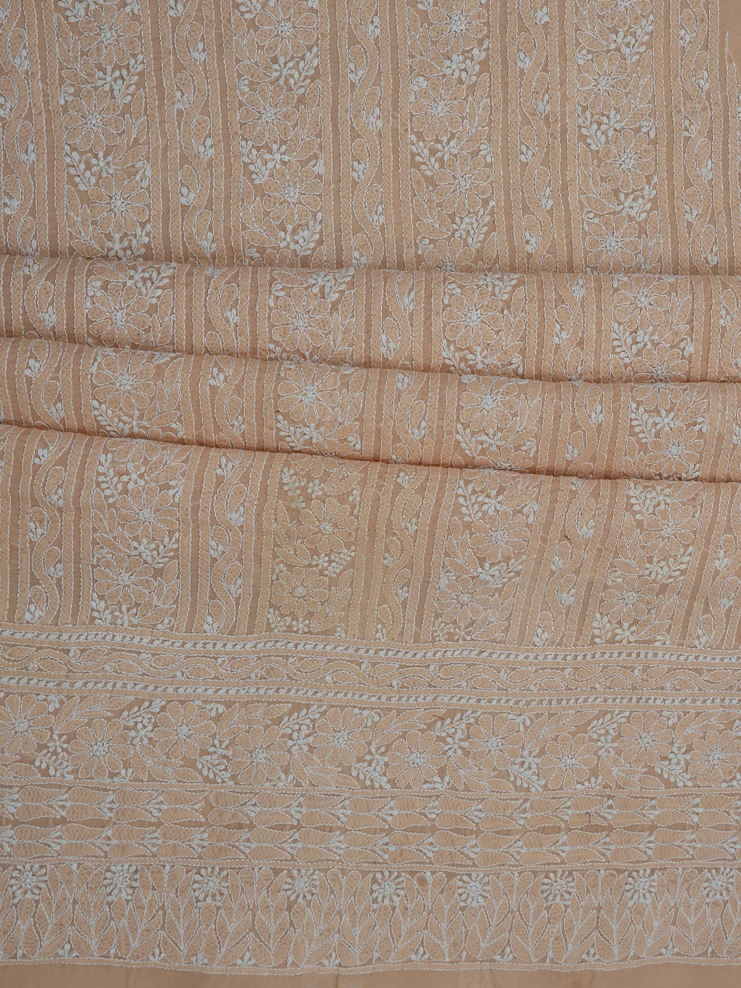 Ada Hand Embroidered Salmon Peach Cotton Lucknowi Chikankari Unstitched Suit Piece 01A651246
