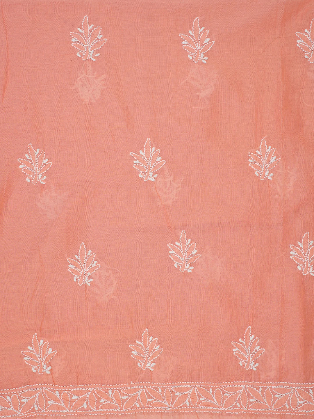 Ada Hand Embroidered Peach Pink Cotton Lucknowi Chikankari Unstitched Suit Piece 01A609937