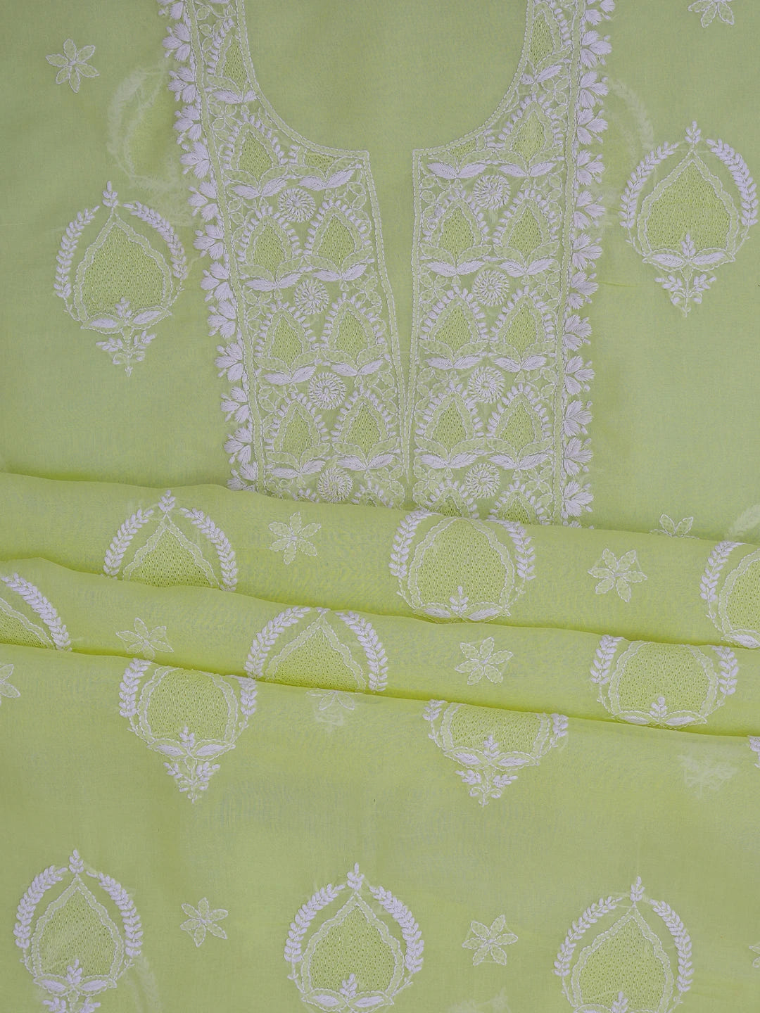 Ada Hand Embroidered Lemon Cotton Lucknowi Chikankari Unstitched Suit Piece 01A512714