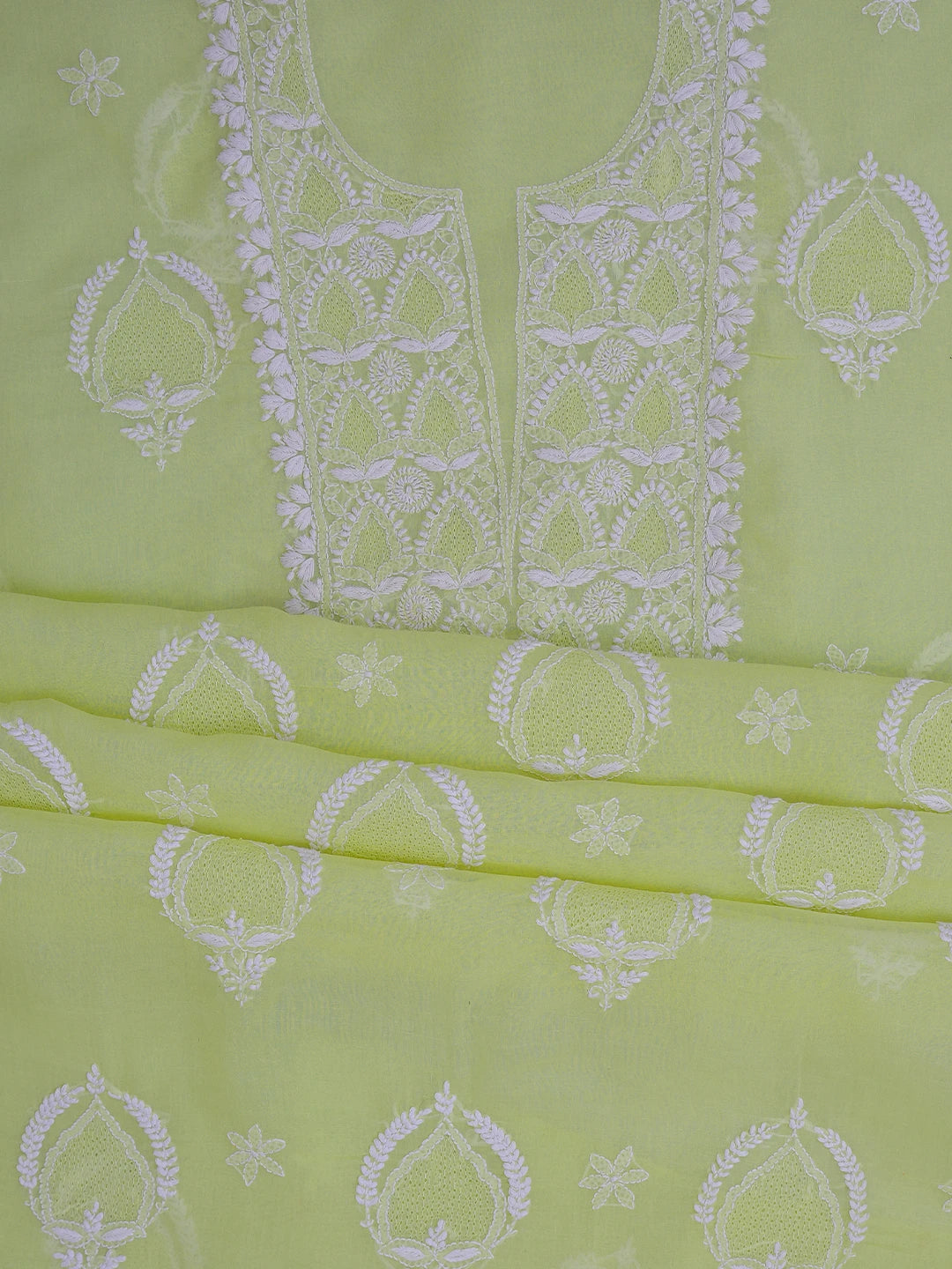 Ada Hand Embroidered Lemon Cotton Lucknowi Chikankari Unstitched Suit Piece 01A512714