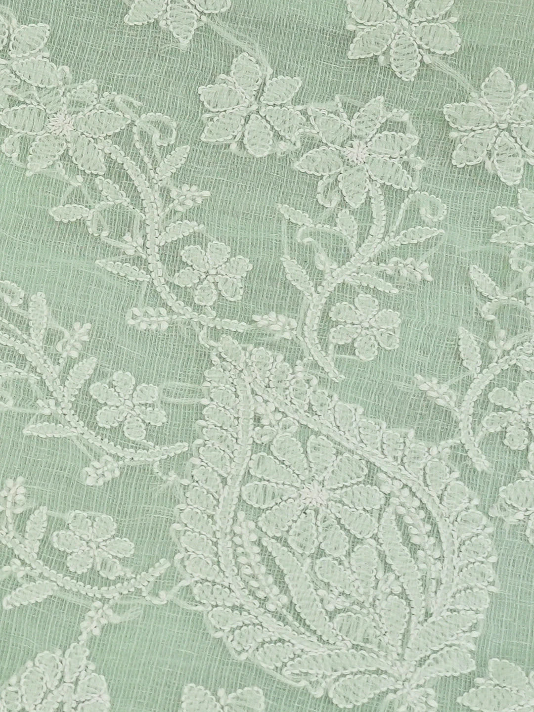 Ada Hand Embroidered Sea Green Chanderi Lucknowi Chikankari Saree and Blouse 01A719801