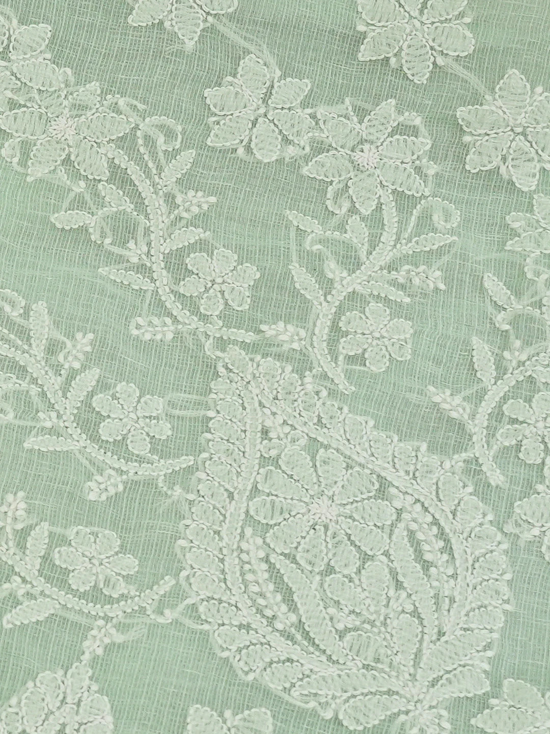 Ada Hand Embroidered Sea Green Chanderi Lucknowi Chikankari Saree and Blouse 01A719801