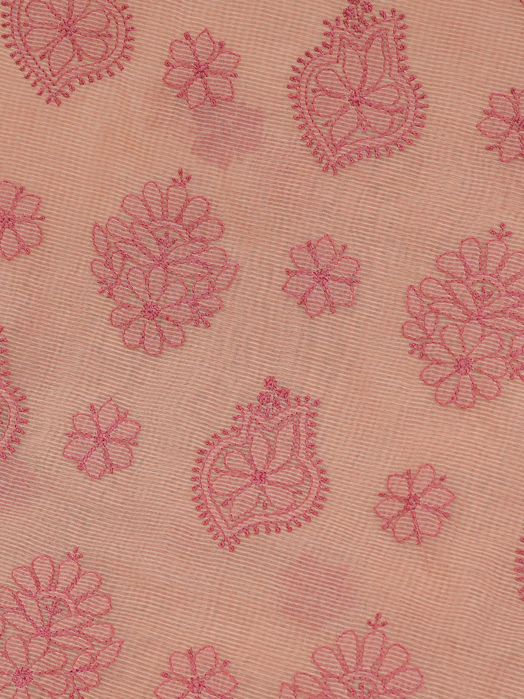 Ada Hand Embroidered Peach Chanderi Lucknowi Chikankari Saree and Blouse 01A718245