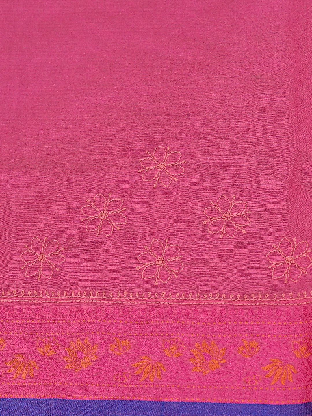 Ada Hand Embroidered Peach Chanderi Lucknowi Chikankari Saree and Blouse 01A718245
