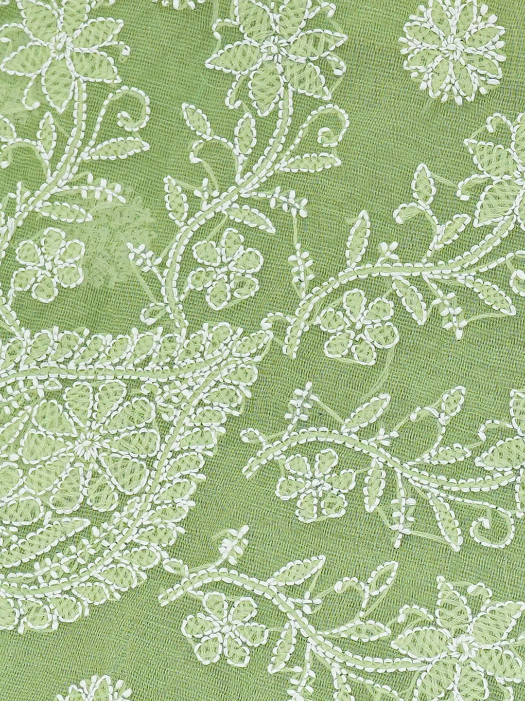 Ada Hand Embroidered Green Chanderi Lucknowi Chikankari Saree and Blouse 01A719802