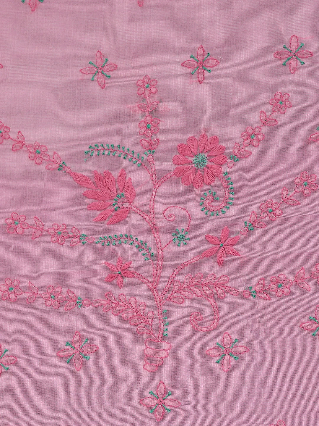 Ada Hand Embroidered Pink Super Net Chanderi Lucknowi Chikankari Saree and Blouse 01A688579