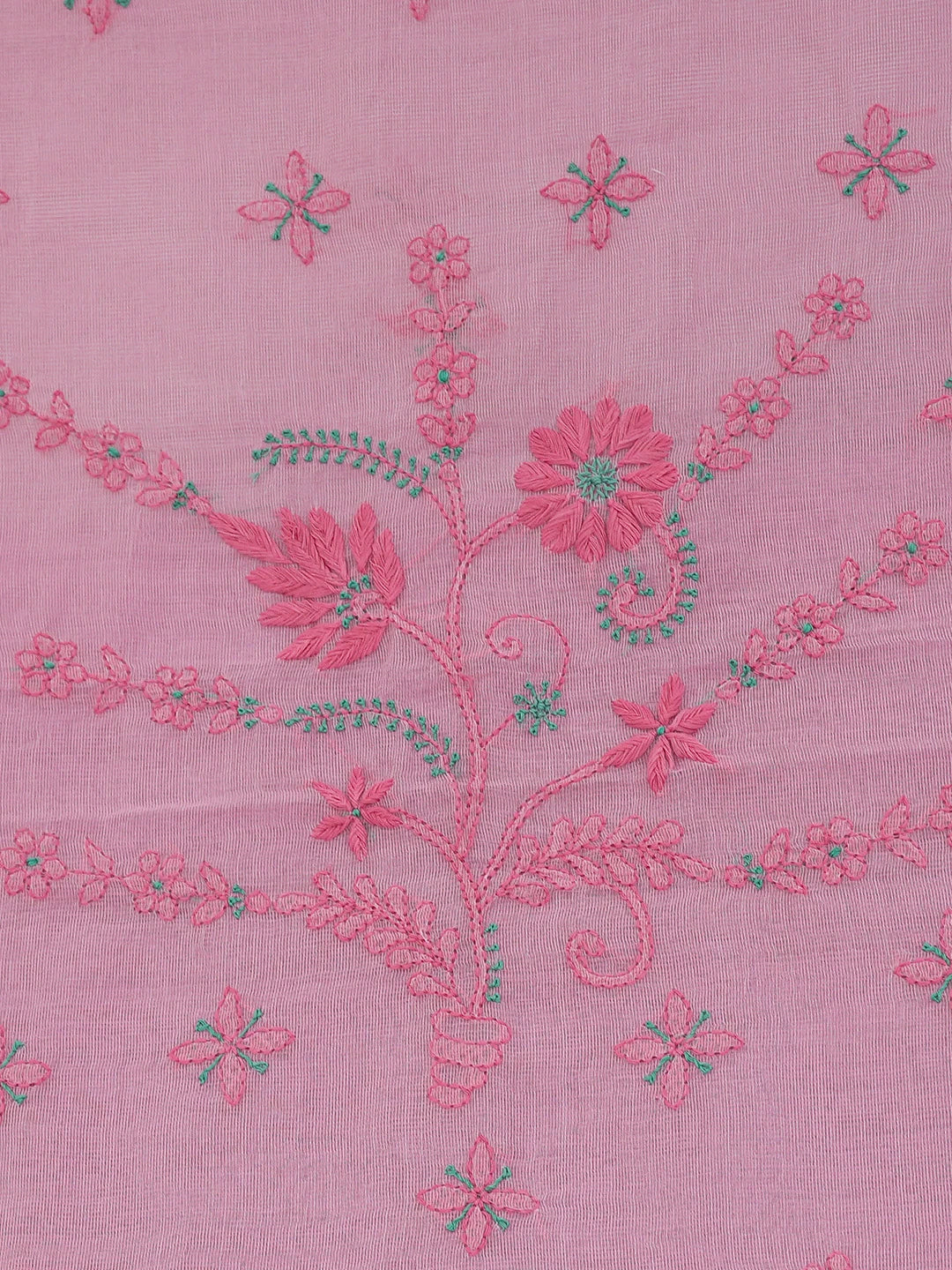 Ada Hand Embroidered Pink Super Net Chanderi Lucknowi Chikankari Saree and Blouse 01A688579