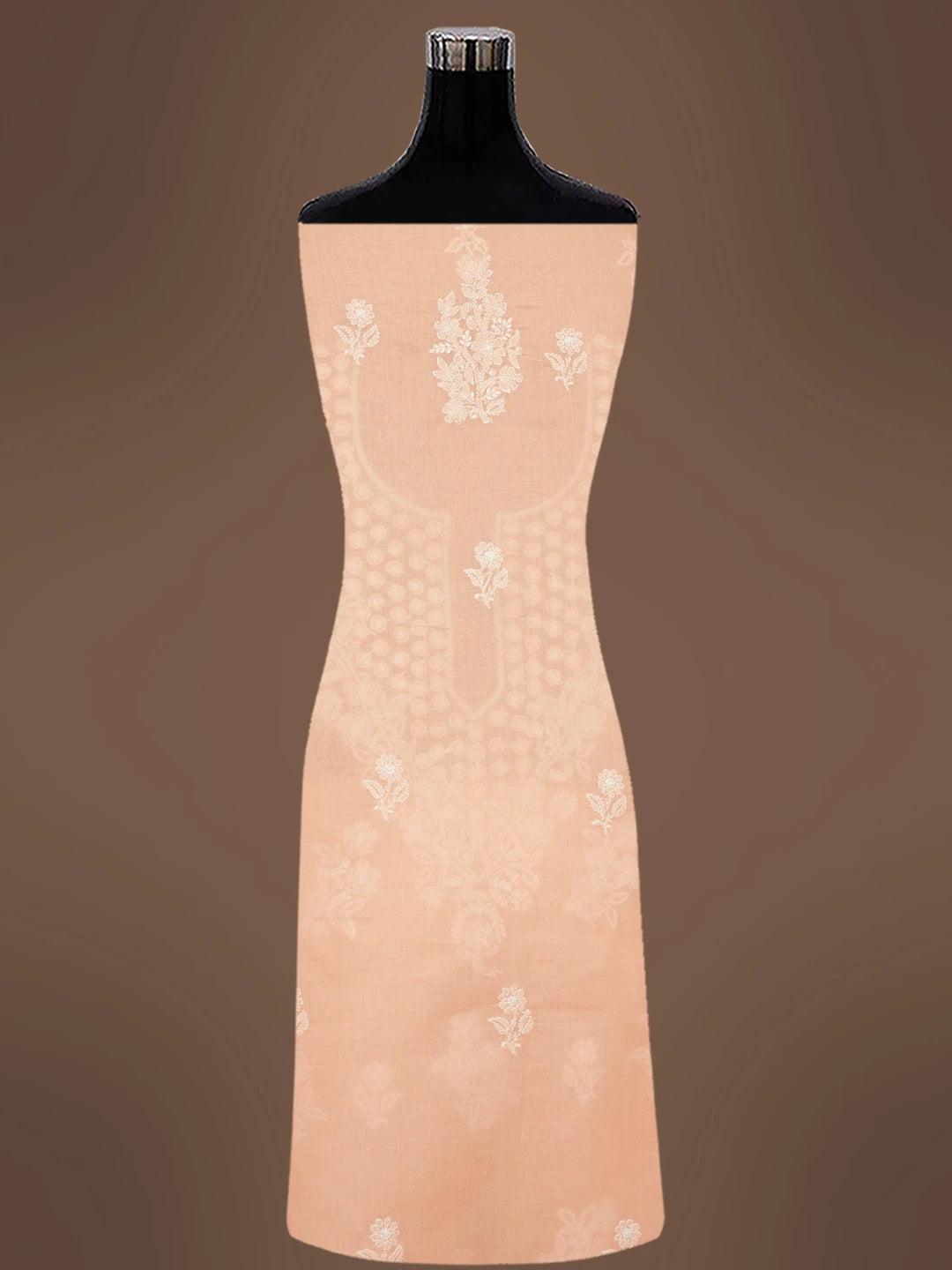 Ada Hand Embroidered Cryola Peach Cotton Lucknowi Chikankari Unstitched Suit Piece 01A670267