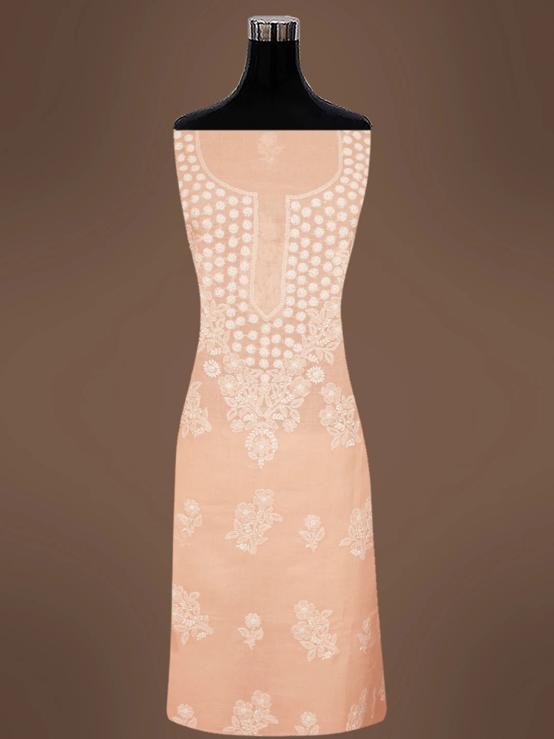 Ada Hand Embroidered Cryola Peach Cotton Lucknowi Chikankari Unstitched Suit Piece 01A670267