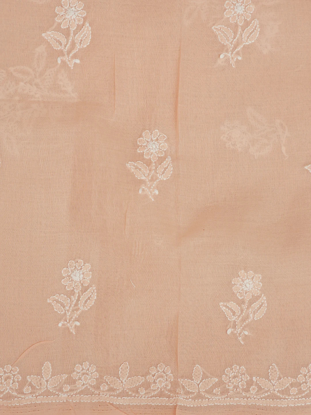 Ada Hand Embroidered Cryola Peach Cotton Lucknowi Chikankari Unstitched Suit Piece 01A670267