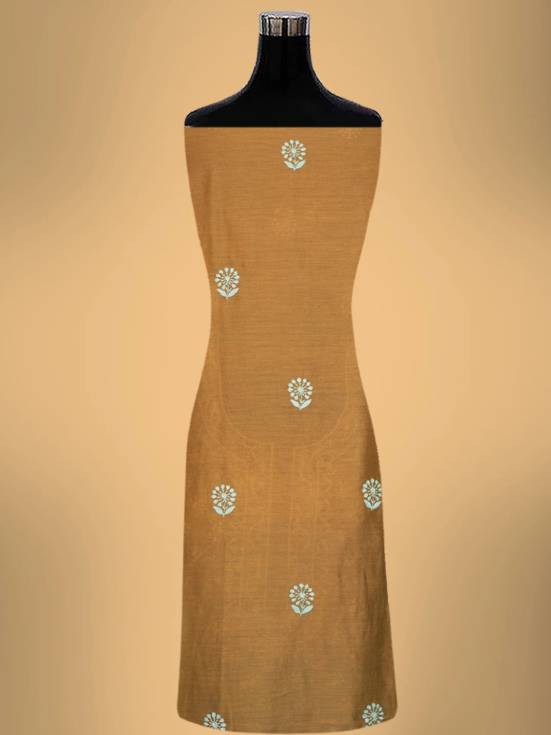 Ada Hand Embroidered Brown Chanderi Lucknowi Chikankari Unstitched Kurta Dupatta Set 01A680092