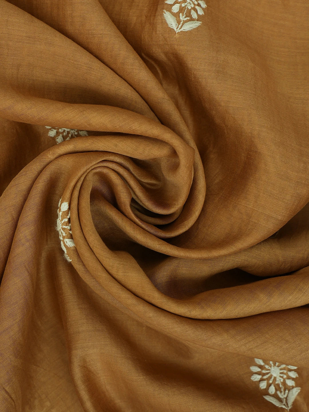 Ada Hand Embroidered Brown Chanderi Lucknowi Chikankari Unstitched Kurta Dupatta Set 01A680092