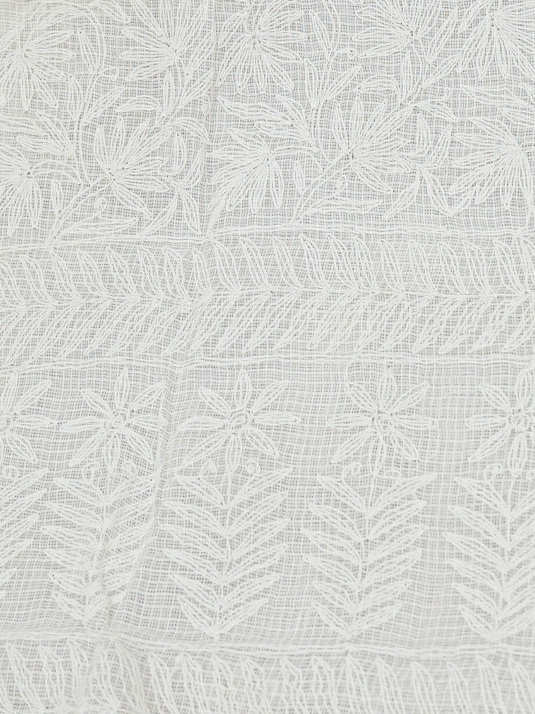 Ada Hand Embroidered White Kota Lucknowi Chikankari Saree and Blouse 01A711061
