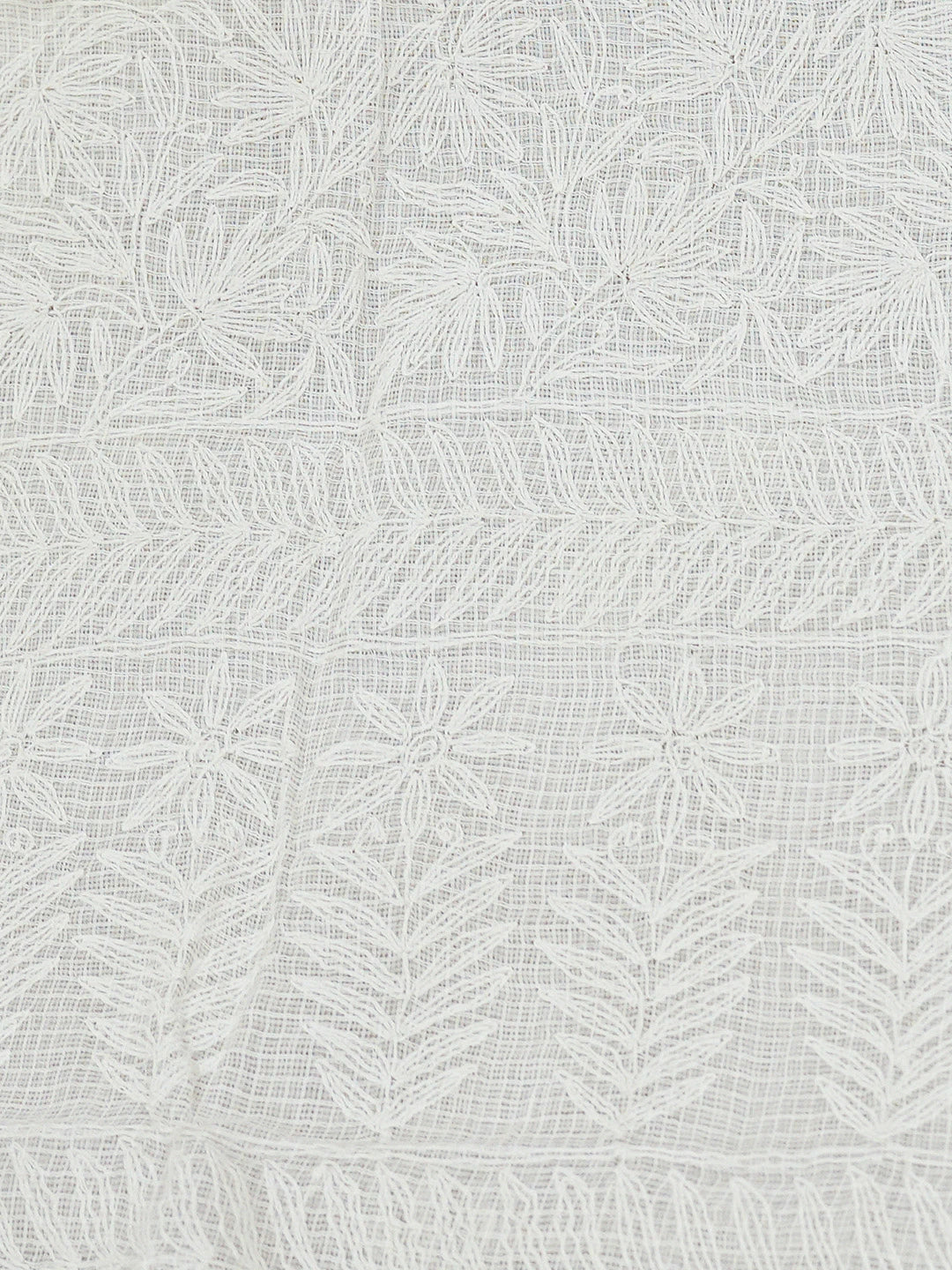 Ada Hand Embroidered White Kota Lucknowi Chikankari Saree and Blouse 01A711061