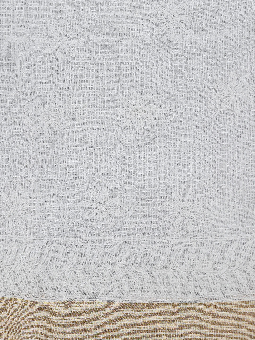 Ada Hand Embroidered White Kota Lucknowi Chikankari Saree and Blouse 01A711061