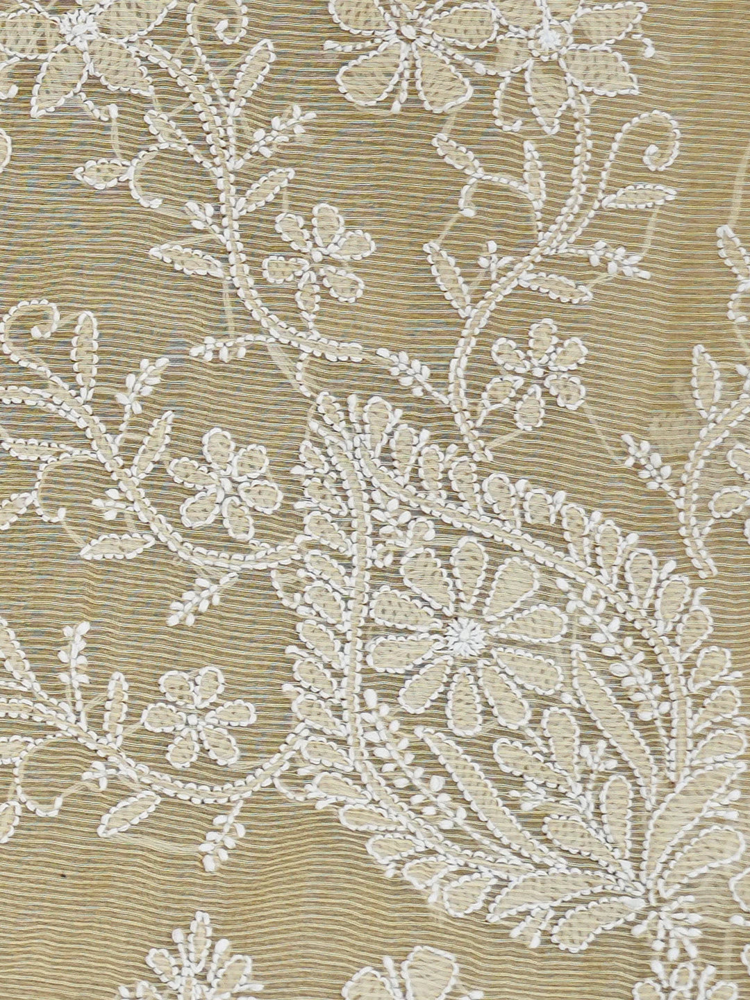 Ada Hand Embroidered Fawn Chanderi Lucknowi Chikankari Saree and Blouse 01A719804
