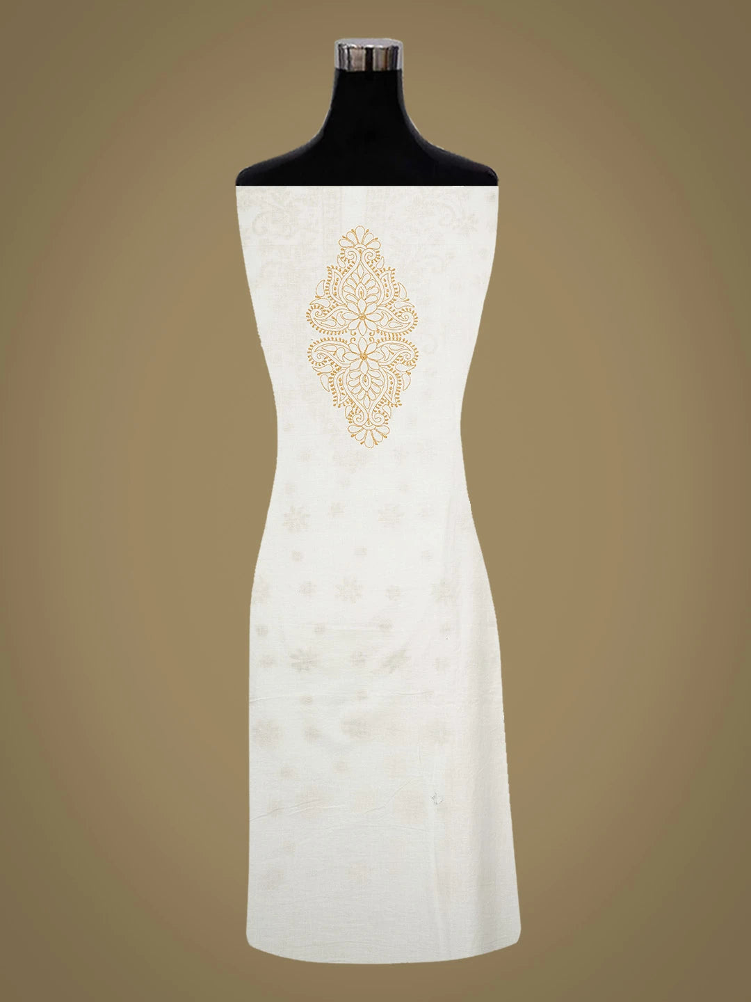 Ada Hand Embroidered White Cotton Lucknowi Chikankari Unstitched Kurta Piece 01A707635