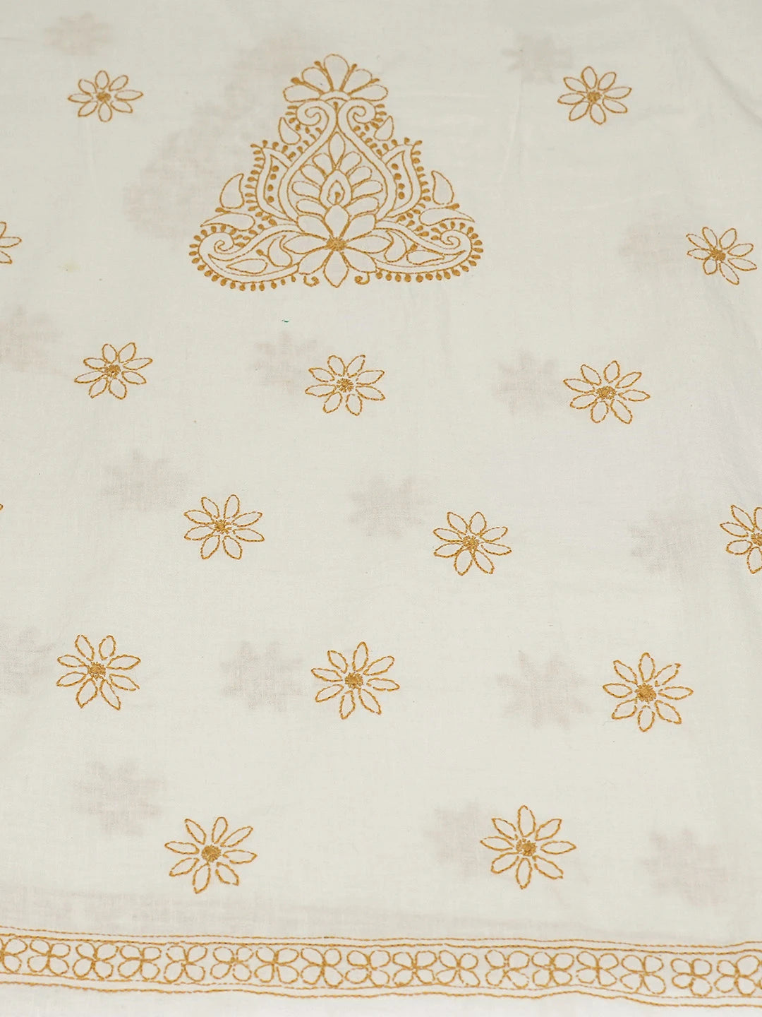 Ada Hand Embroidered White Cotton Lucknowi Chikankari Unstitched Kurta Piece 01A707635