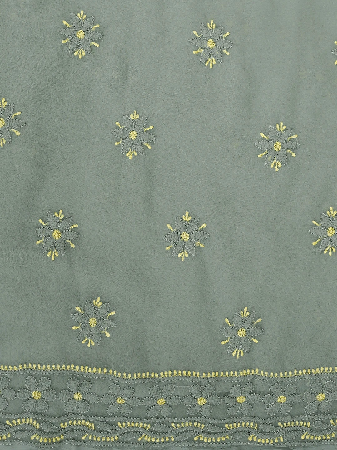 Ada Hand Embroidered Grey Georgette Lucknowi Chikankari Unstitched Suit Piece 01A711200
