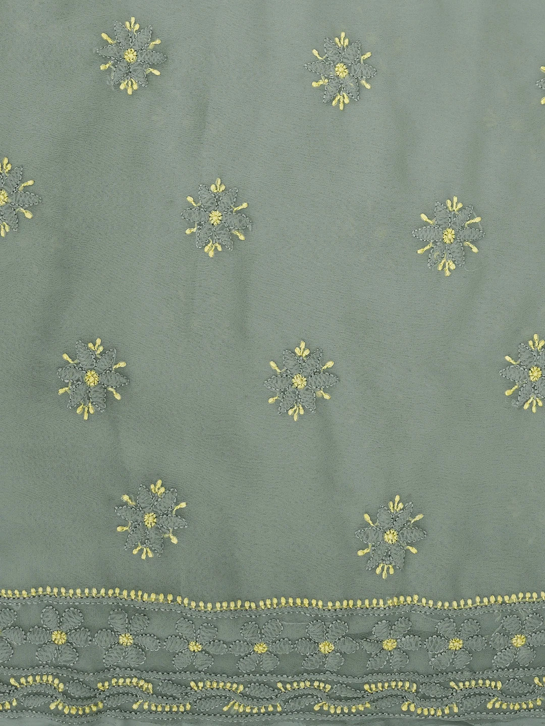 Ada Hand Embroidered Grey Georgette Lucknowi Chikankari Unstitched Suit Piece 01A711200