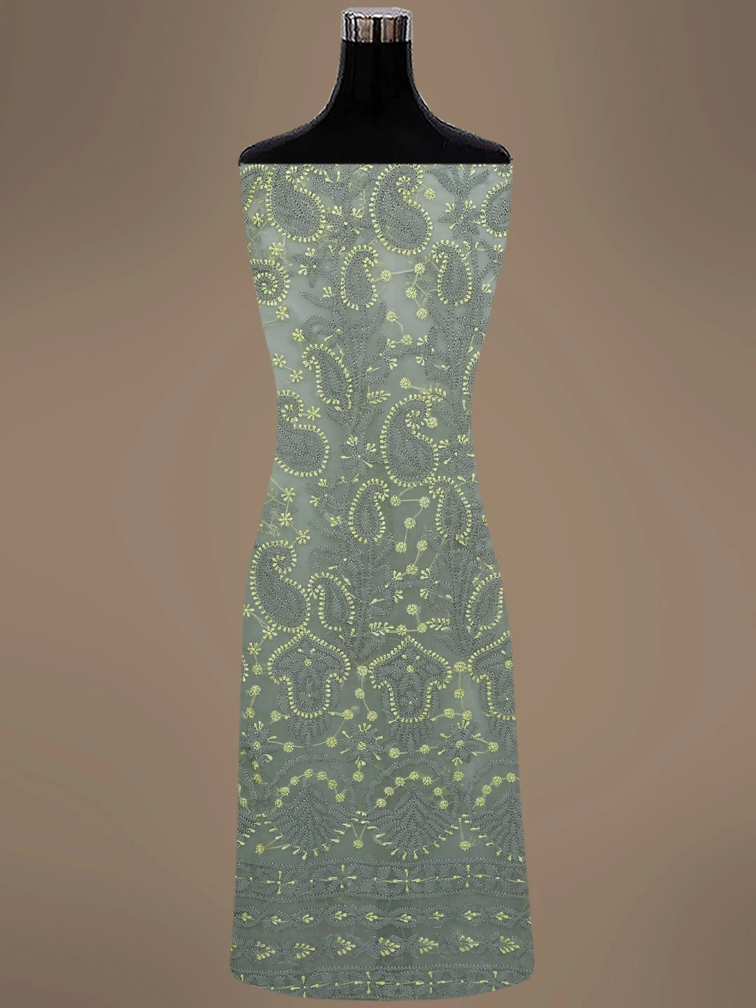 Ada Hand Embroidered Grey Georgette Lucknowi Chikankari Unstitched Suit Piece 01A711200